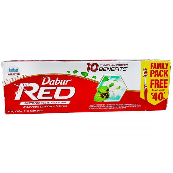 Dabur Red Toothpaste Family Pack (Free Brush Worth Rs. 40) 300 g