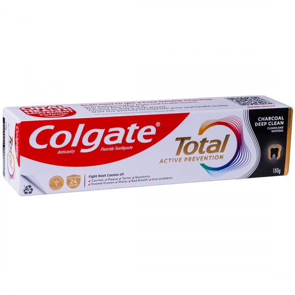 Colgate Total Active Prevention Charcoal Deep Clean Anticavity Fluoride Toothpaste 150 g