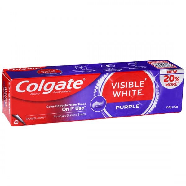 Colgate Visible White Purple Anticavity Fluoride Toothpaste (20% More) (Rs. 28 Off) 100 g