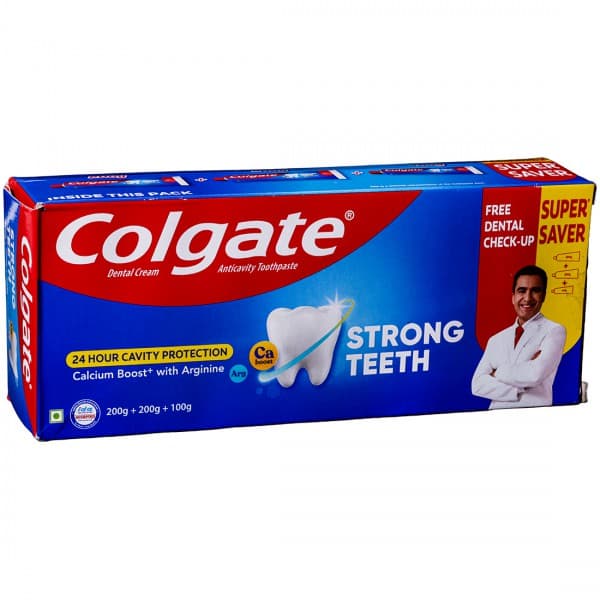 Colgate Strong Teeth Anticavity Toothpaste (Super Saver) 200 g + 200 g + 100 g
