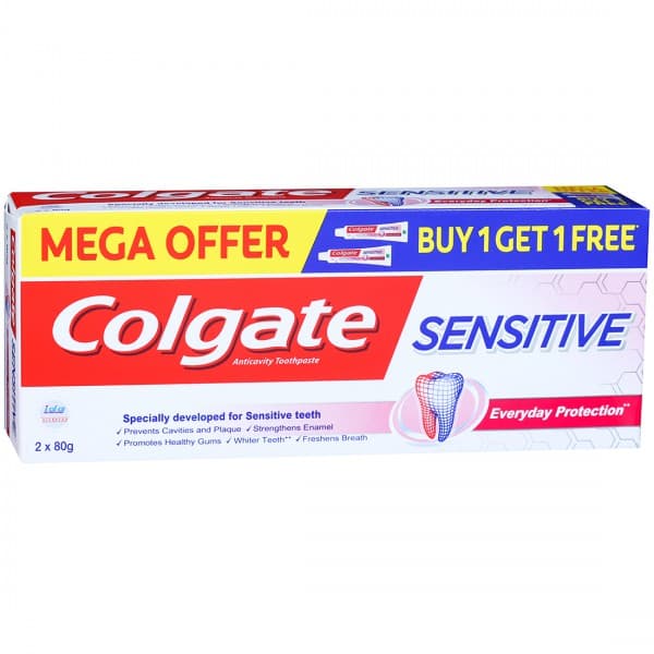 Colgate Sensitive Everyday Protection Anticavity Toothpaste (Buy 1 Get 1 Free) 2 x 80 g