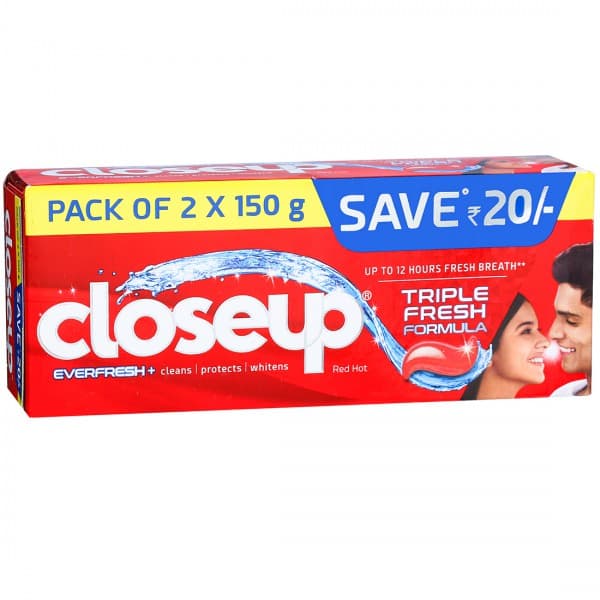 Closeup Ever Fresh+ Red Hot Toothpaste (Save Rs. 20/-) 2 x 150 g