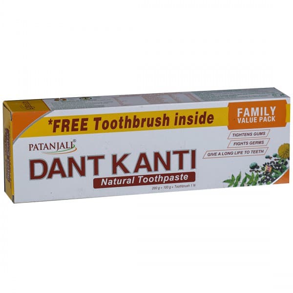 Patanjali Dant Kanti Natural Toothpaste (200 g + 100 g + Free Toothbrush) 300 g