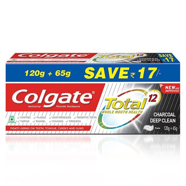 Colgate Total Charcoal Deep Clean Toothpaste (Save Rs 17) 185 g