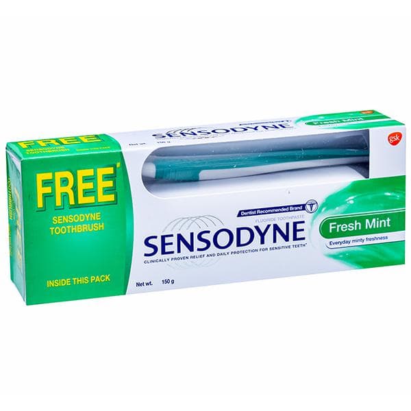 Sensodyne Fresh Mint Toothpaste (Free Sensodyne Toothbrush) 150 g