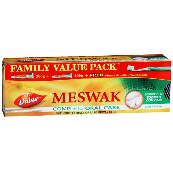 Dabur Meswak Complete Oral Care Toothpaste Combo (Buy 1 x 100 g & 1 x 200 g Free Binaca Toothbrush) 300 g
