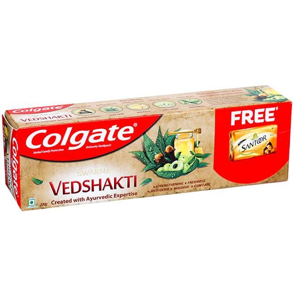 Colgate Swarna Vedshakti Toothpaste (Free Santoor Soap 75 g) 200 g