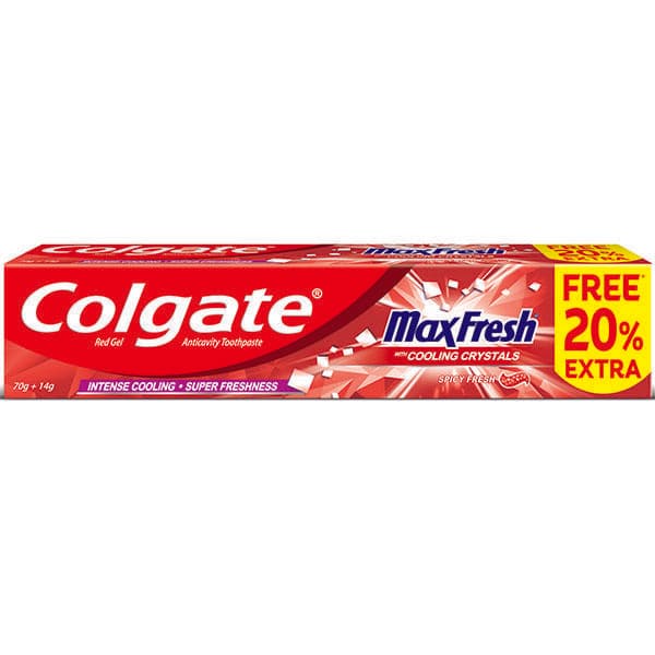 Colgate MaxFresh Anticavity Red Gel Toothpaste, Spicy Fresh (Free 20% Extra) 70 g