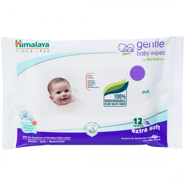 Himalaya Gentle Baby Wipes Extra Soft For Normal Skin (15 cm x 20 cm) Pack Of 12