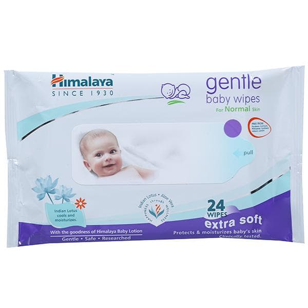 Himalaya Gentle Baby Wipes Extra Soft For Normal Skin (15 cm x 21 cm) Pack Of 24