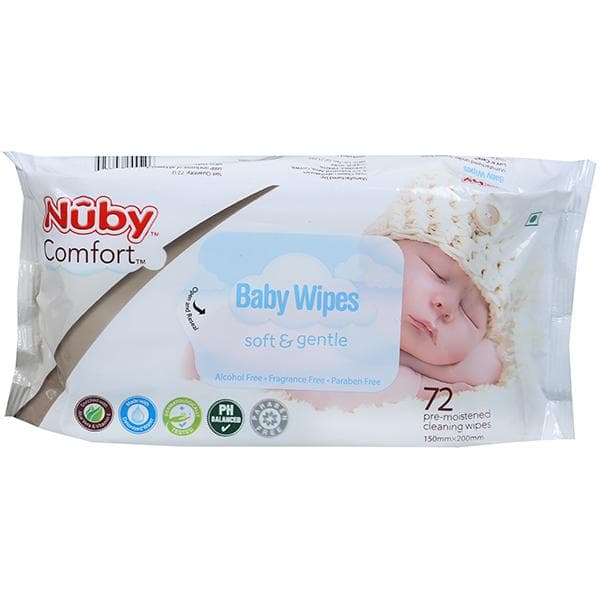 Nuby Comfort Baby Wipes Soft & Gentle (150 mm x 200 mm) 101 Pack Of 72