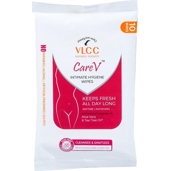 Vlcc Care V Intimate Hygiene Wipes With Aloe Vera & Tea Tree Oil Pack Of 10