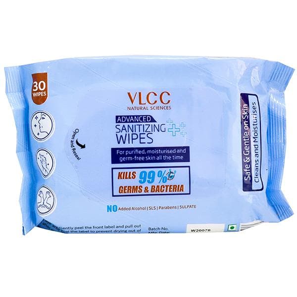 Vlcc Natural Sciences Advanced Sanitizing+ Wipes No Added Alcohol (150 x 200mm) Pack Of 30