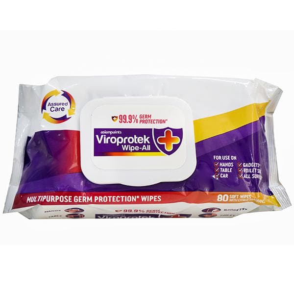 Viroprotek + Wipe All Multipurpose Germ Protection Wipes (20 cm x 15 cm) Pack Of 80