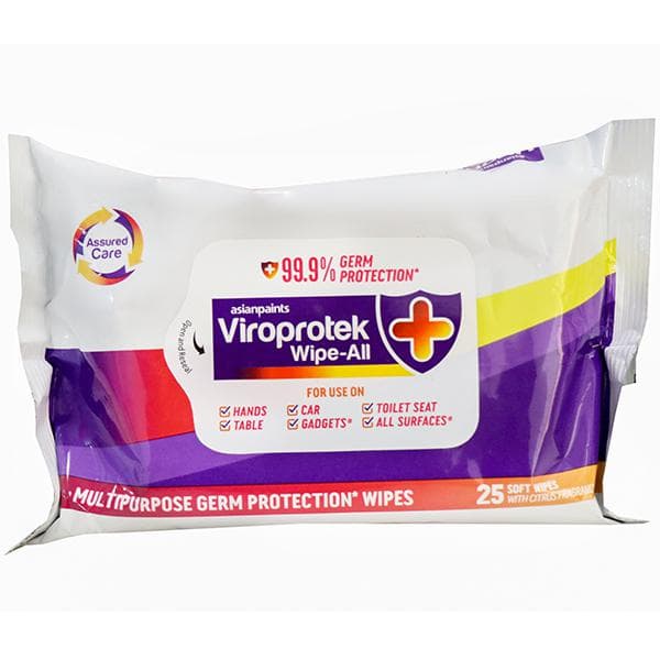 Viroprotek + Wipe All Multipurpose Germ Protection Wipes (20 cm x 15 cm) Pack Of 25