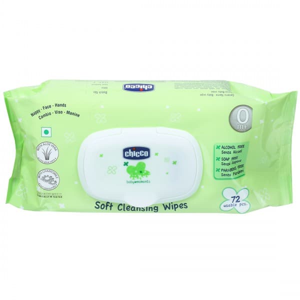 Chicco Baby Moments Soft Cleansing Wipes 20 cm x 15 cm CH83240 with Flip Top Pack Of 72