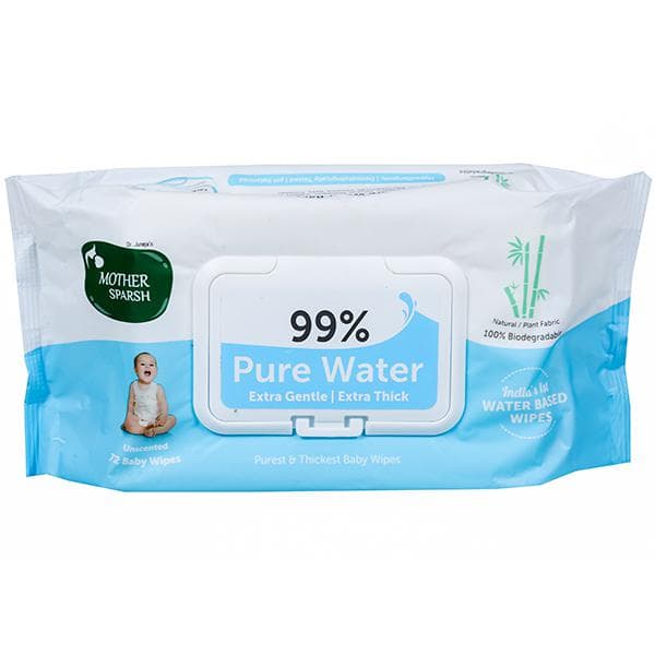 Mother Sparsh 99% Pure Water Extra Gentle & Thick Baby Wipes 15 cm x 20 cm Pack Of 72