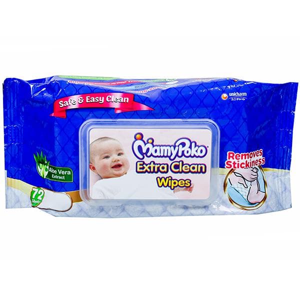 Mamypoko Extra Clean Wipes Aloe Vera Extract with Lid(200 mm x 140 mm) Pack Of 72