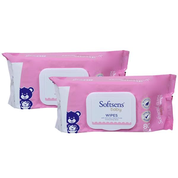 Softsens Baby Wipes 150 x 200 mm (Buy 1 Get 1 Free) Pack Of 2 x 80