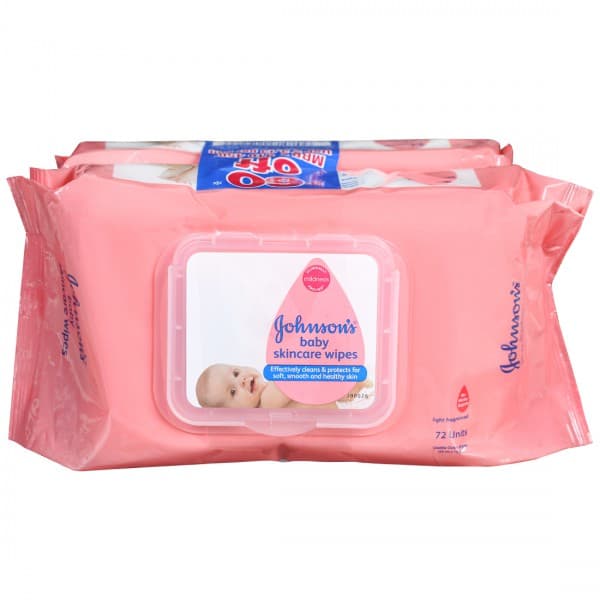 Johnsons Baby Wipes with Lid Combo 20 cm x 14 cm (Super Saver Pack Rs 60 Off) Pack Of 2 x 72