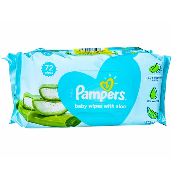 Pampers Baby Wipes with Aloe 18 cm x 15 cm Pack Of 2 x 72