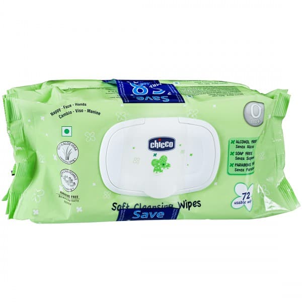 Chicco Soft Cleansing Wipes with Lid 20 cm x 15 cm CH111962 (Save Rs 68) Pack Of 2 x 72