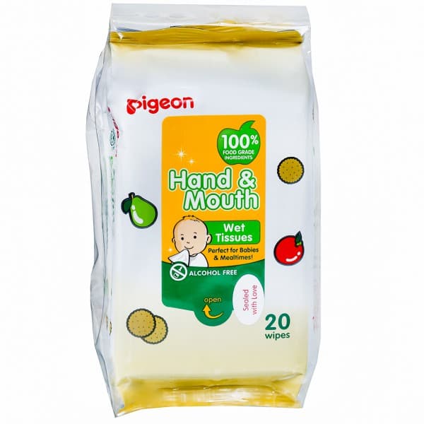 Pigeon Hand & Mouth Wet Tissues 20 x 13 cm 26354 Pack Of 2 x 20