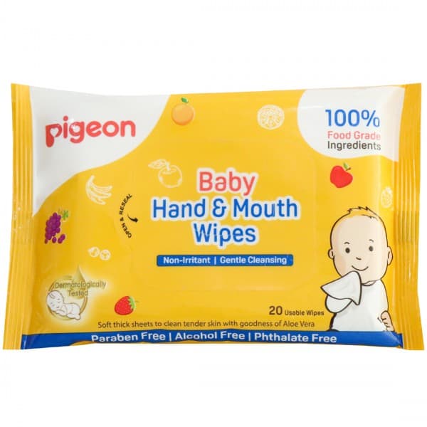 Pigeon Baby Hand & Mouth Wipes 13 cm x 20 cm 79156 Pack Of 20