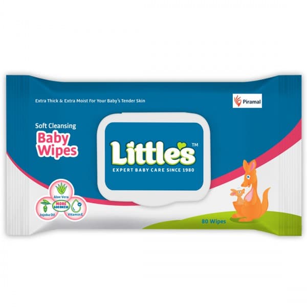 Littles Soft Cleansing Baby Wipes with Lid 15 cm x 20 cm Pack Of 80