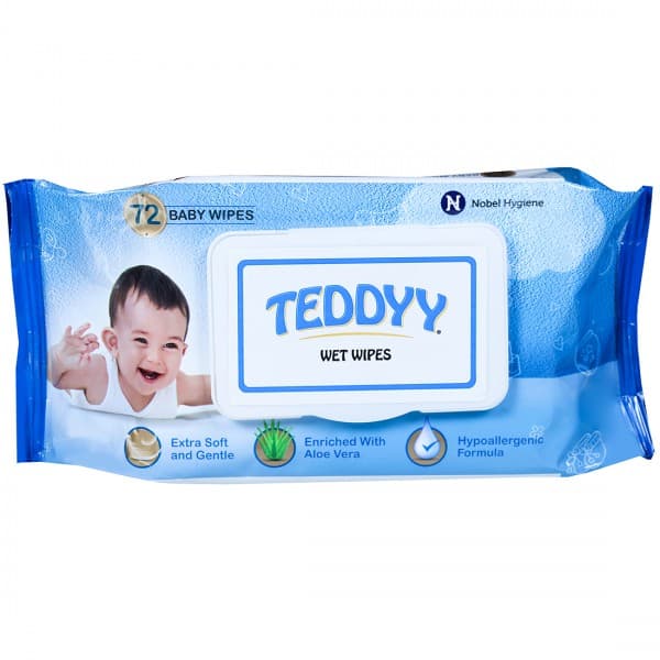 Teddyy Baby Wet Wipes with Lid (15 cm x 20 cm) Pack Of 72