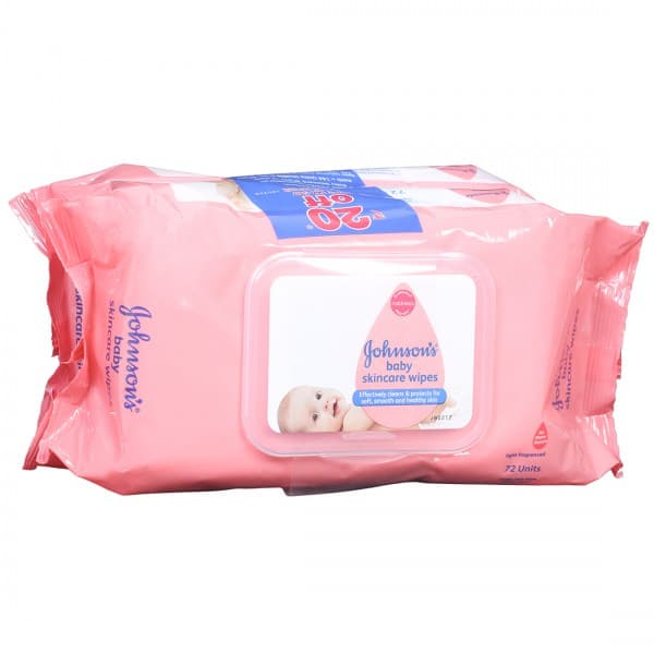 Johnsons Baby Wipes with Lid 20 cm x 14 cm (Rs. 20 Off) Pack Of 2 x 72
