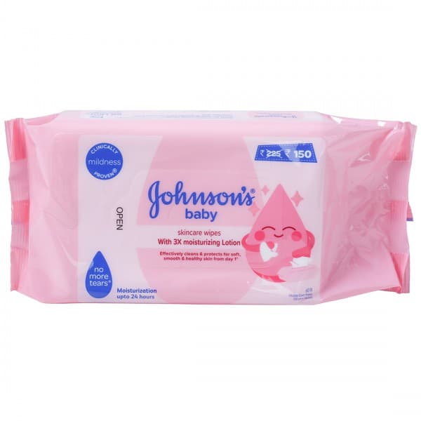 Johnsons Baby Wipes with 3X Moisturizing Lotion 20 cm x 14 cm (Rs. 75 Off) Pack Of 60