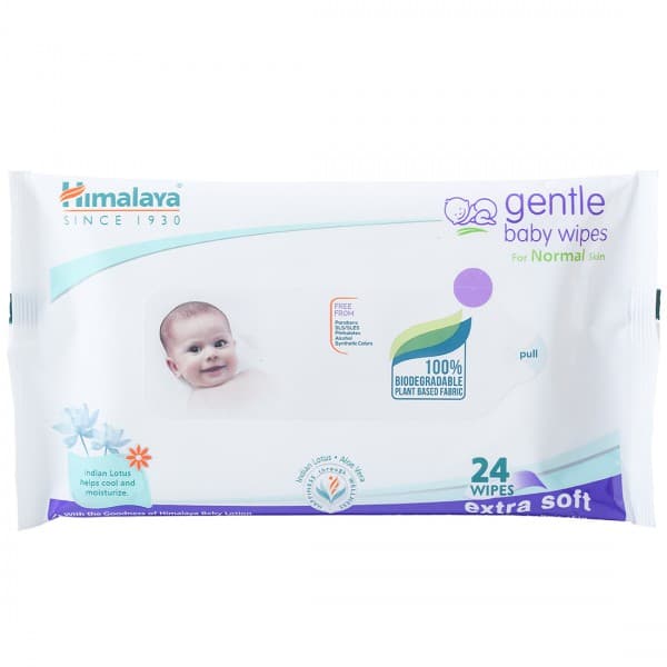 Himalaya Gentle Baby Wipes Extra Soft For Normal Skin (14 cm x 20 cm) Pack Of 24