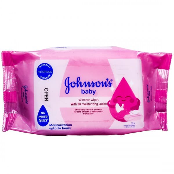 Johnsons Baby No More Tears Skincare Wipes With 3X Moisturizing Lotion 20 cm x 14 cm Pack Of 20