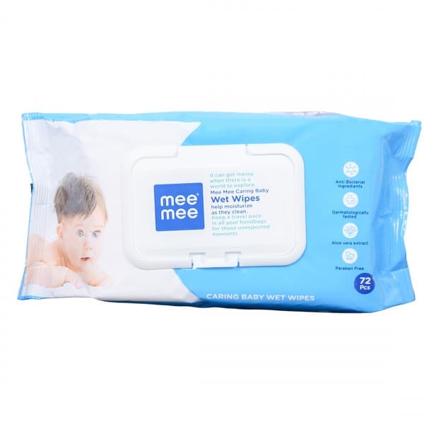 Mee Mee Caring Baby Wet Wipes With Lid 15 cm x 20 cm (Rs. 30 Off) Pack Of 72