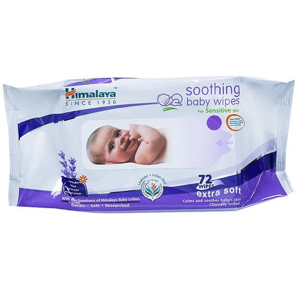 Himalaya Soothing Baby Wipes Extra Soft For Sensitive Skin (15 cm x 21 cm) Pack Of 72