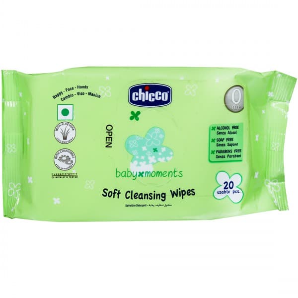 Chicco Baby Moments Soft Cleansing Wipes 20 cm x 15 cm CH83230 Pack Of 20