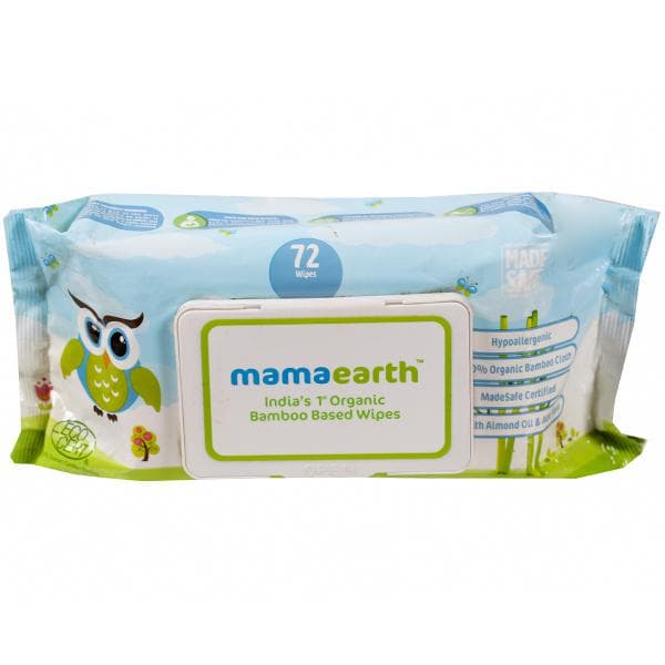 Mamaearth Organic Bamboo Based Wipes with Lid 150 x 200 mm Pack Of 72