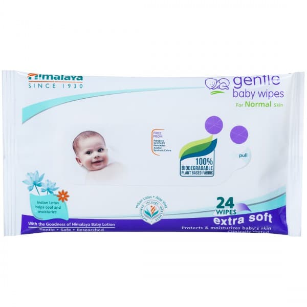 Himalaya Gentle Baby Wipes Extra Soft For Normal Skin (15 cm x 20 cm) Pack Of 24