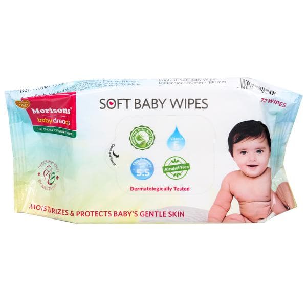 Morisons Soft Baby Wipes 140 mm x 190 mm Pack Of 72