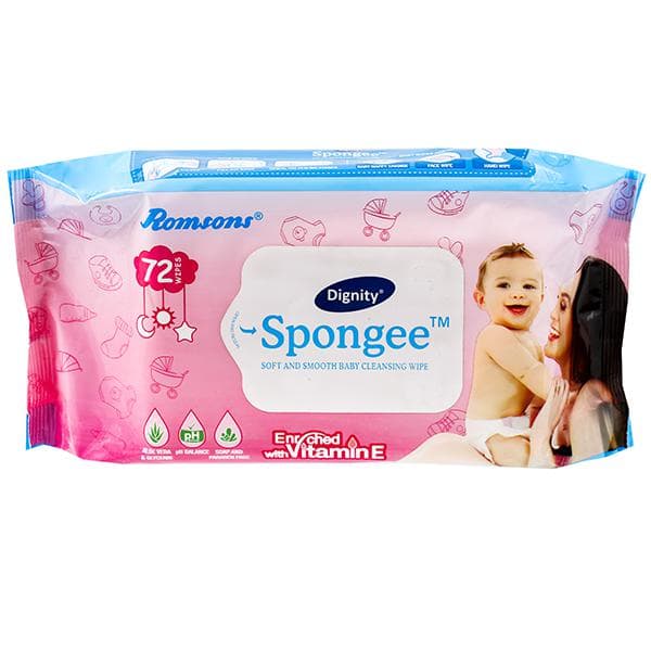 Dignity Spongee Soft & Smooth Baby Cleansing Wipes (15 cm x 20 cm) Pack Of 72