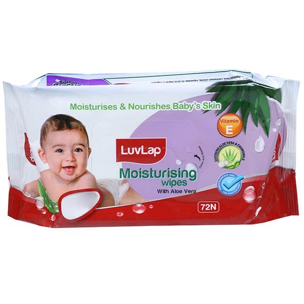 LuvLap Baby Moisturising Wipes With Aloe Vera (150 mm x 200 mm) Pack Of 72