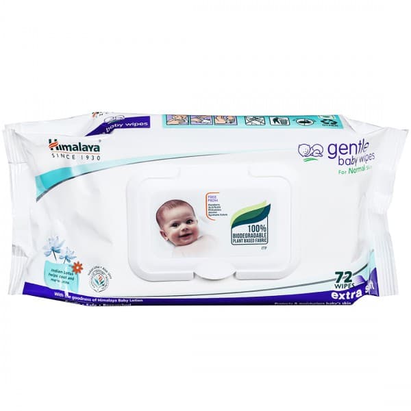 Himalaya Gentle Baby Wipes Extra Soft For Normal Skin (15 cm x 21 cm) Pack Of 72
