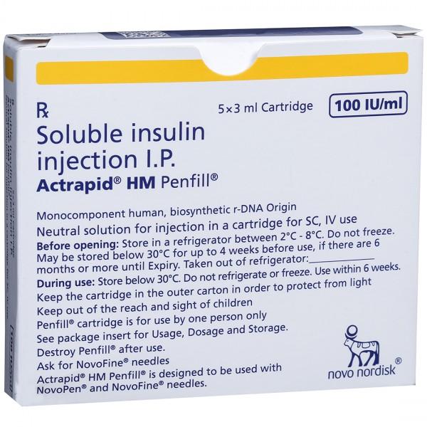 Actrapid HM Penfill 100 IU Injection 3 ml Cartridge (5 Cartridge)