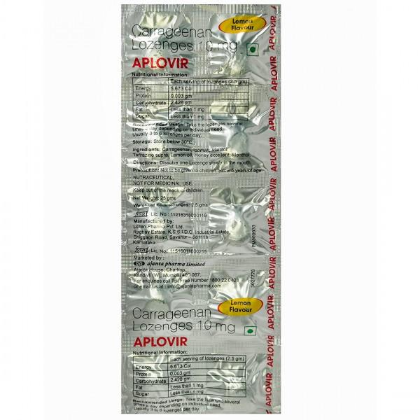 Aplovir Lemon Flavour 10 Lozenges