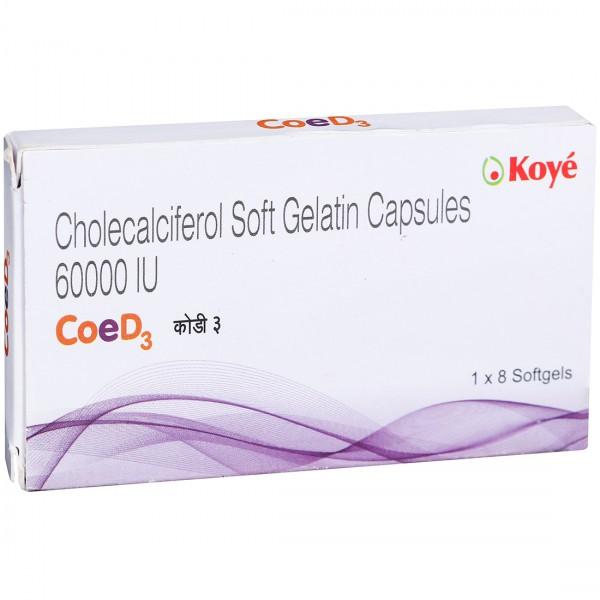 Coe D3 60000 IU Soft Gelatin Capsule (8 Cap)