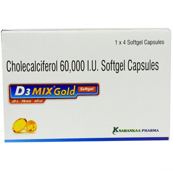 D3 Mix Gold 60000 IU Softgel Capsule (4 Cap)