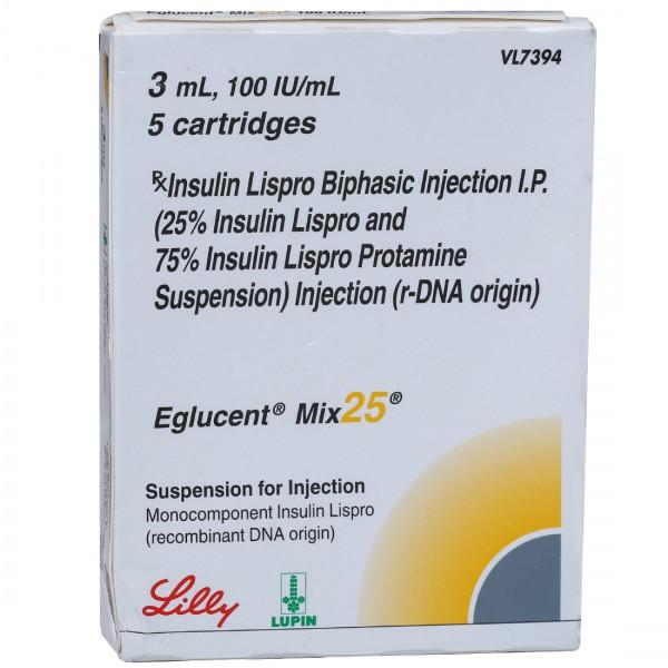 Eglucent Mix 25 100 Iu/ml 3 ml Cartridge (5 Cartridge)