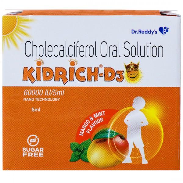 Kidrich D3 60000IU Oral Solution Mango & Mint Flavour Sugar Free 5 ml